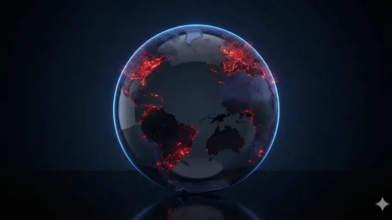 Glass globe with red pinpoints marking international markets